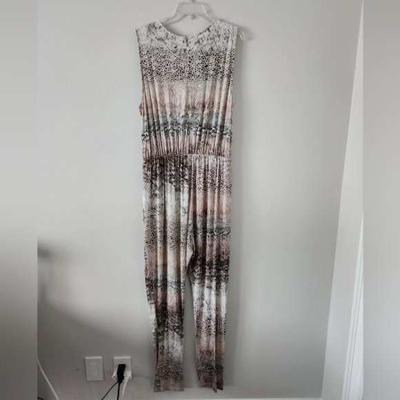 ILSE JACOBSEN | jumpsuit snakeskin printed taupe gray sz XL - Picture 2 of 6